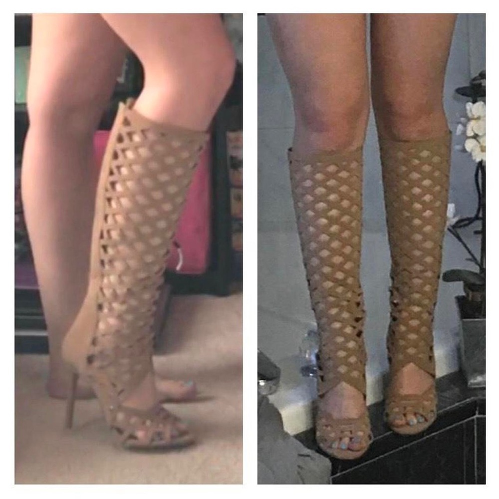 LASER CUT KNEE HIGH GLADIATOR HEELS